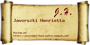 Javorszki Henrietta névjegykártya